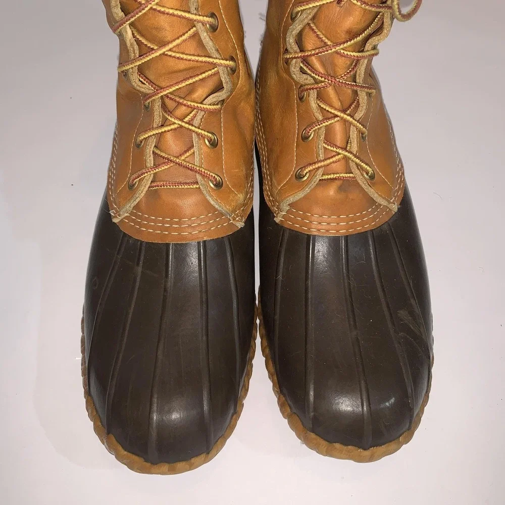 L.L. Bean Maine Hunting Boots Mens 12 Brown Leather Duck Waterproof USA